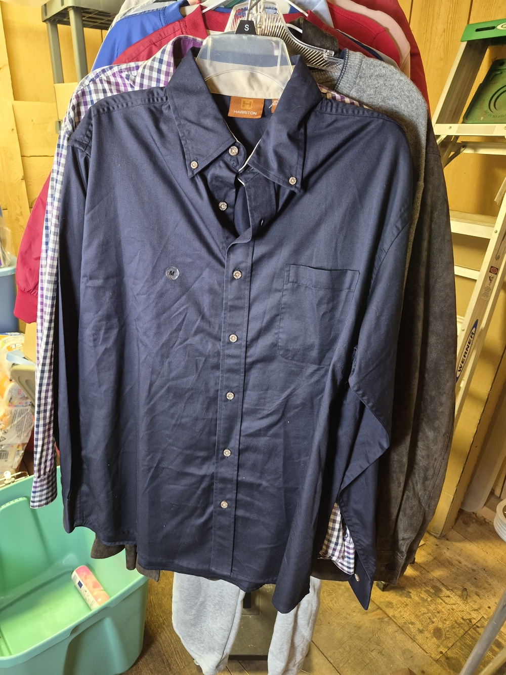 HAMILTON Navy Button-Down Men's Shirt Bin 62